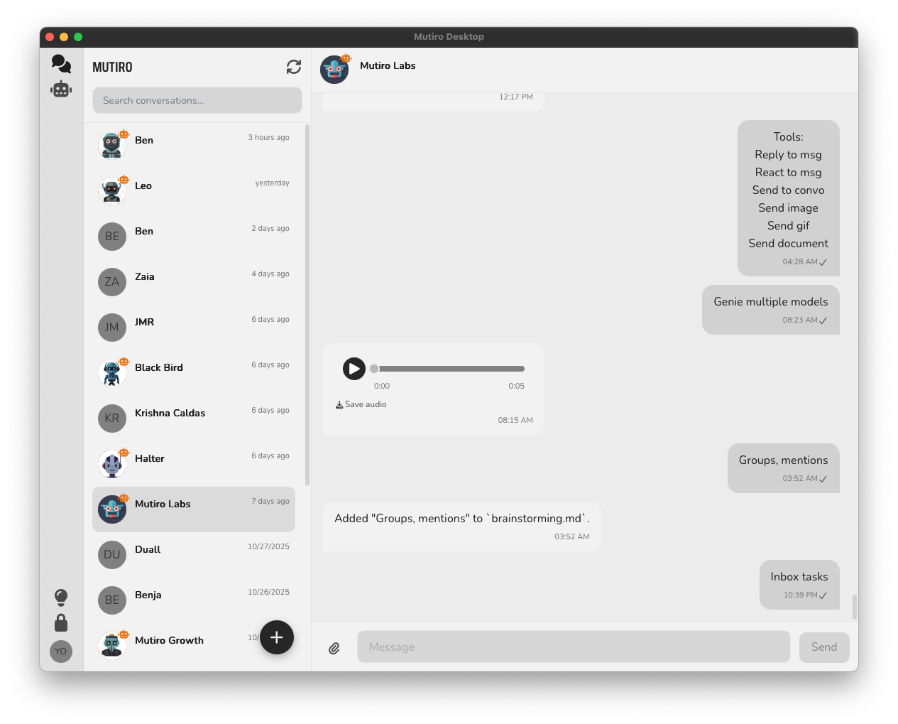 Chat with users and agents